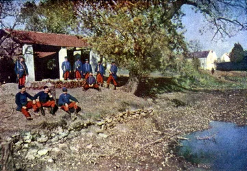 French soldiers in Monthyon during the Battle of the Marne east of Paris, September 1914